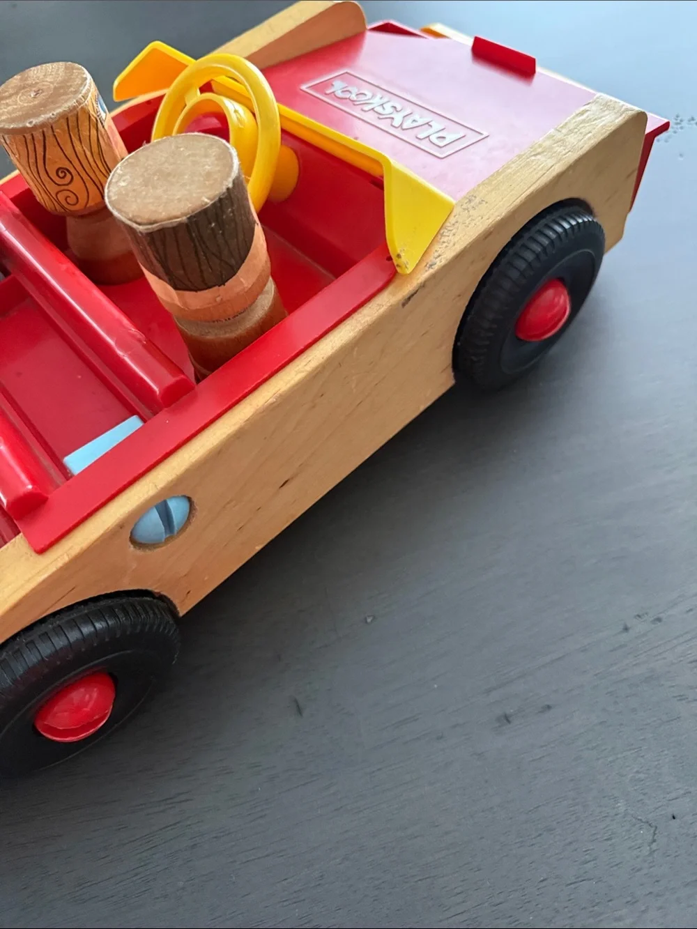 1970’s Playskool Take- Apart Red & Yellow Wooden Tool Truck
